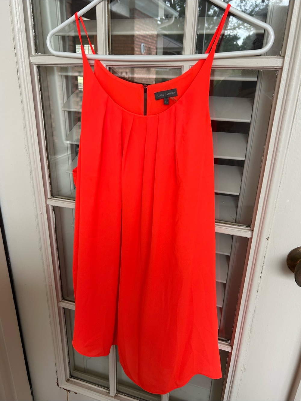 Vince Camuto Bright Red Pleated A-Line Spaghetti Strap Tunic/Halter